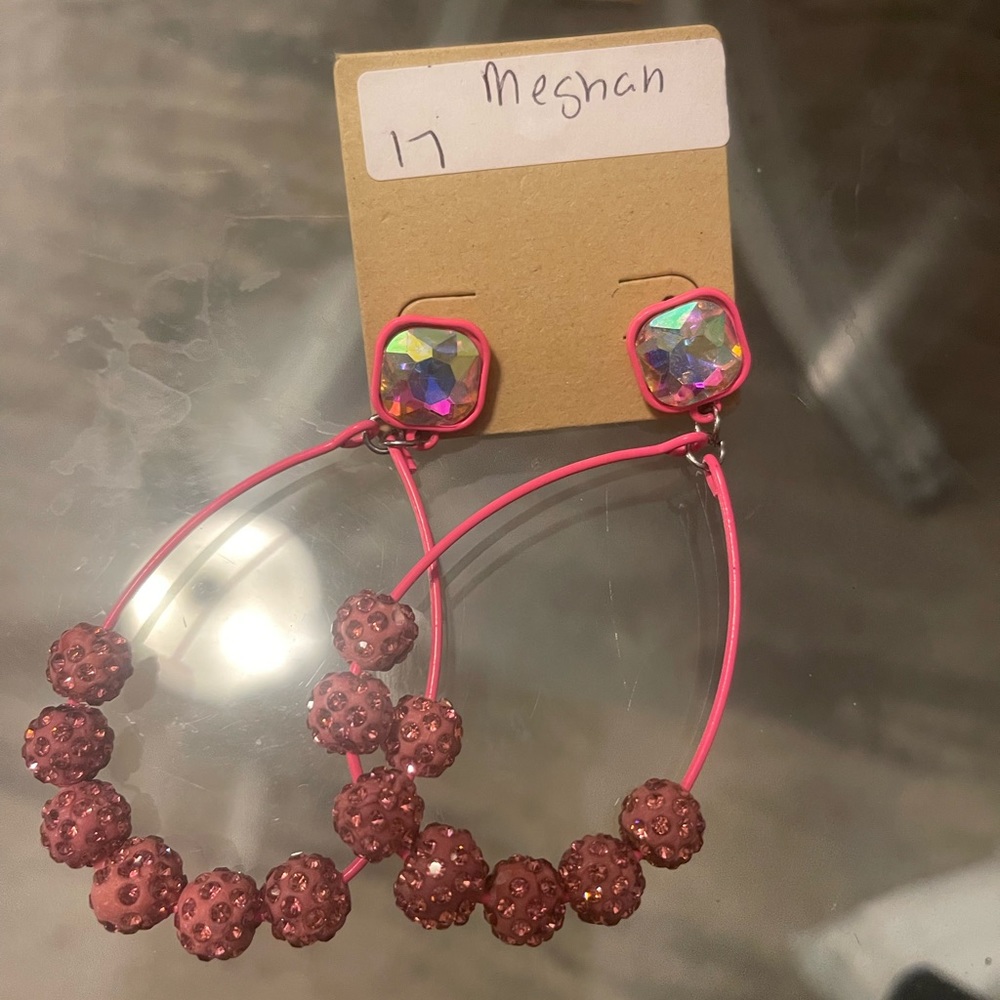 Hot pink bling earrings